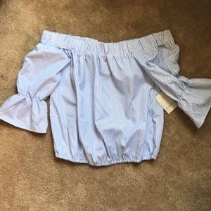 SOLD NWT STRIPED CROPPED OFF THE SHOULDER TOP